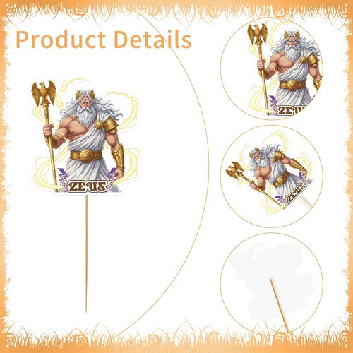 Greek Mythology Party Decorations - 36 Pcs Cupcake Toppers with 9 Unique Designs for Toga Celebrations