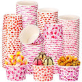 Newtay 120 Pieces Valentine's Day Heart Treat Snack Cups 8oz Disposable Paper Galentine Heart Paper Bowls Ice Cream Snack Bowls for Food Soup Hot Cold Drink