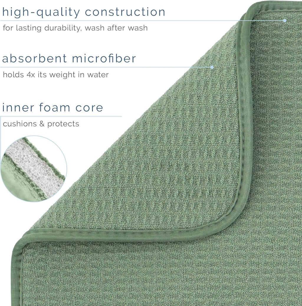 S&T INC. XL Dish Drying Mat - Absorbent Microfiber Kitchen Counter Pad | 18” x 24”, Sage Green