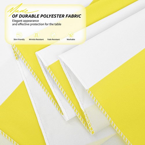 6 Pack Yellow and White Striped Tablecloth Rectangle 54x108inch Polyester Fabric Washable Table Cloth for Afternoon Tea Table Birthday Party Picnic Barbecue Gathering Indoor Outdoor Dining Decor