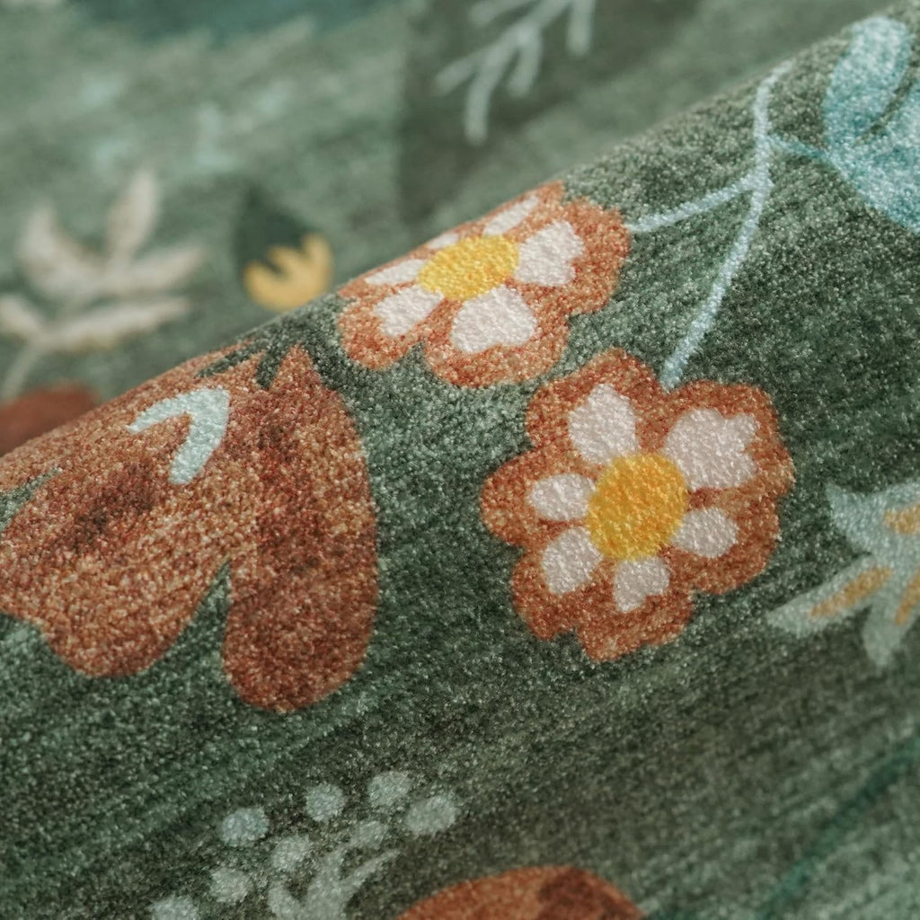 Skiennix 4x6 Living Room Area Rug - Washable Floral Design | Non-Slip & Non-Shedding for Kids Room