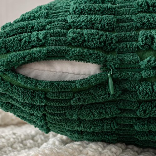 MIULEE Euro Sham Pillow Covers - Soft Dark Green Corduroy | 24x24 Inch Boho Striped Decor for Sofa & Bed