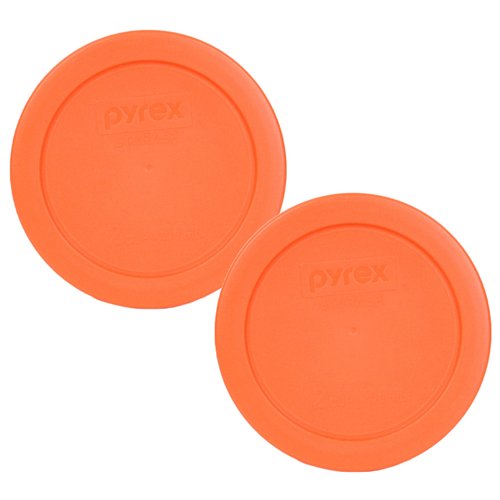 Pyrex 7200-PC 2-Cup Orange Food Storage Replacement Lid (2-Pack) - Made in USA