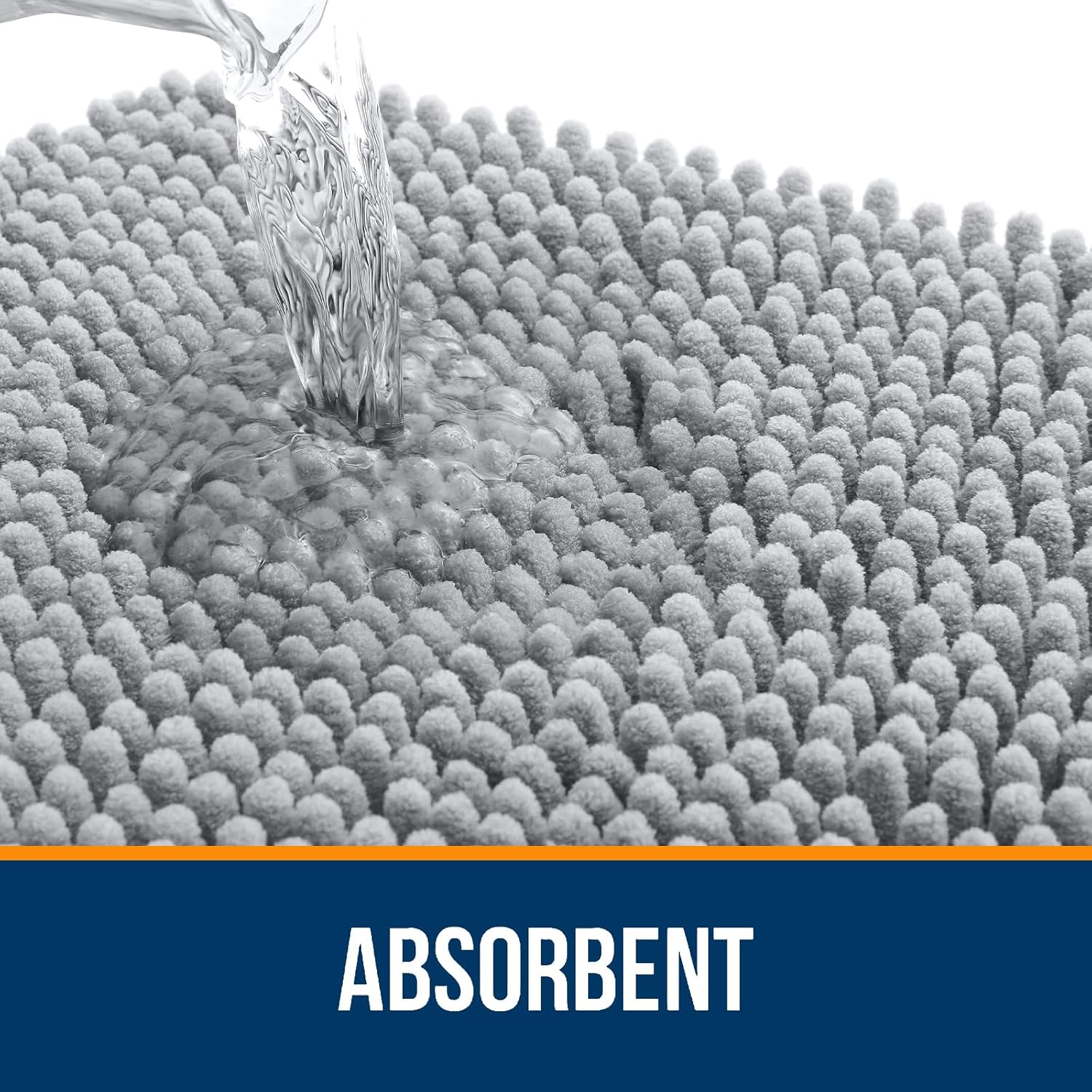 OLANLY Bathroom Runner Rugs - Soft Absorbent Chenille Bath Mats | Quick Dry, Machine Washable, 47x24, Light Grey