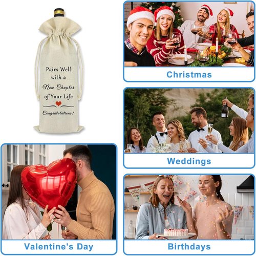 New Job Gifts Wine Bag for Women Men Pairs Well With a New Chapter of Your Life Coworker Leaving Gift Congratulation Engagement Retirement New Beginning Gift New Job Gifts for Colleague Boss Friends