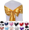 Regine Switzerland Satin Chair Sashes - 50PCS Elegant Gold Ribbon Ties for Wedding & Party Decor