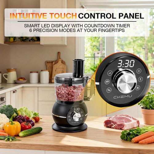 Smart Upgraded Food Processor 12 Cup, Electric Food Chopper Slicer with French-Fry Slicing Shredding Chopping Kneading Cutter, For Meat, Vegetable, Fries, Cheese, Meat & Veggie Prep, Puree