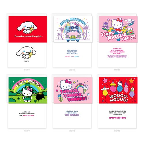 American Greetings 30-Count Hello Kitty and Friends All Occasions Deluxe Card Bundle with Refillable Keepsake Storage Box, Envelopes, and Seals