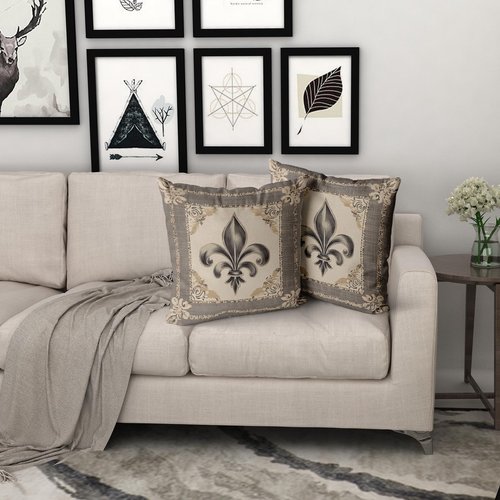 Giwawa Mardi Gras Throw Pillow Covers 18x18 Inches Vintage Country Style Fleur de Lis Print Decorative Pillow Cases Set of 2 Retro Soft Cotton Cushion Covers for Sofa Couch Bedding Holiday Decor