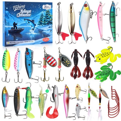 Fishing Advent Calendar for Adult 2025 Fishing Lure Advent Calendar 24 Days Christmas Countdown Calendars Tackle Lures Gifts For Men