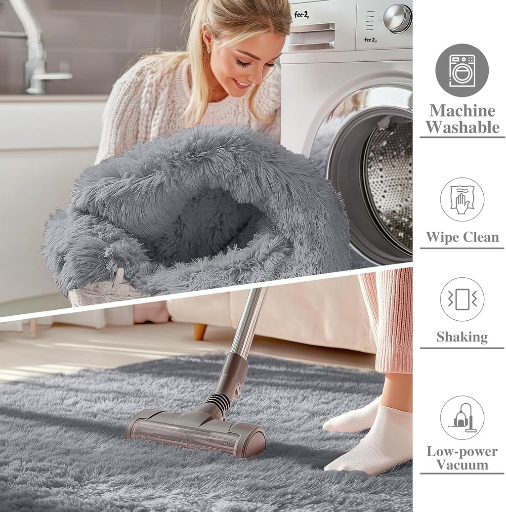 OLANLY Area Rugs - Soft Fluffy Shaggy Indoor Carpet for Living Room & Bedroom | 4x5.9 ft Light Grey