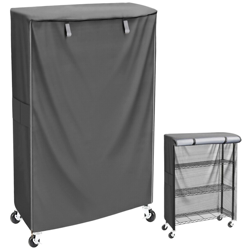 MOLLYAIR Heavy Duty 600D Wire Shelving Cover 36" x 18" x 72" - Grey Storage Rack Protector - Modern Fabric Shroud for Pantry, Laundry Room, and Basement