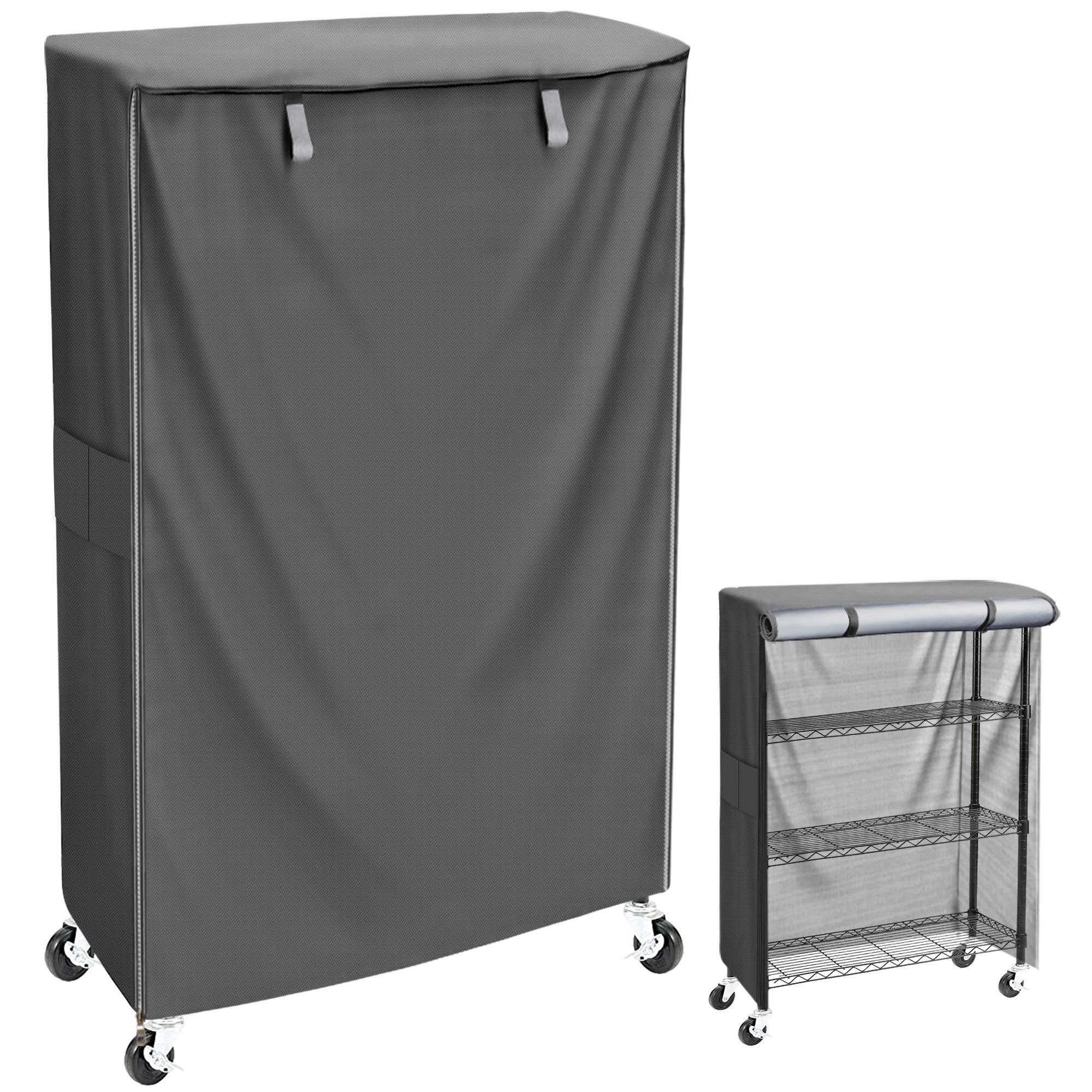 MOLLYAIR Heavy Duty 600D Wire Shelving Cover 36" x 18" x 72" - Grey Storage Rack Protector - Modern Fabric Shroud for Pantry, Laundry Room, and Basement