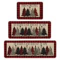 Artoid Mode Red Xmas Trees Buffalo Plaid Merry Christmas Kitchen Mats Set of 3, Winter Decor Low-Profile Kitchen Rugs for Floor - 24"x35"+24"x59"+24"x72"