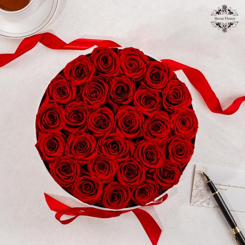 27 Forever Roses in Luxury White Box, Eternal Real Roses Birthday Gifts for Women, Preserved Flowers for Delivery Prime, Anniversary, Valentine's Day, Mothers Day for Mom (Red)