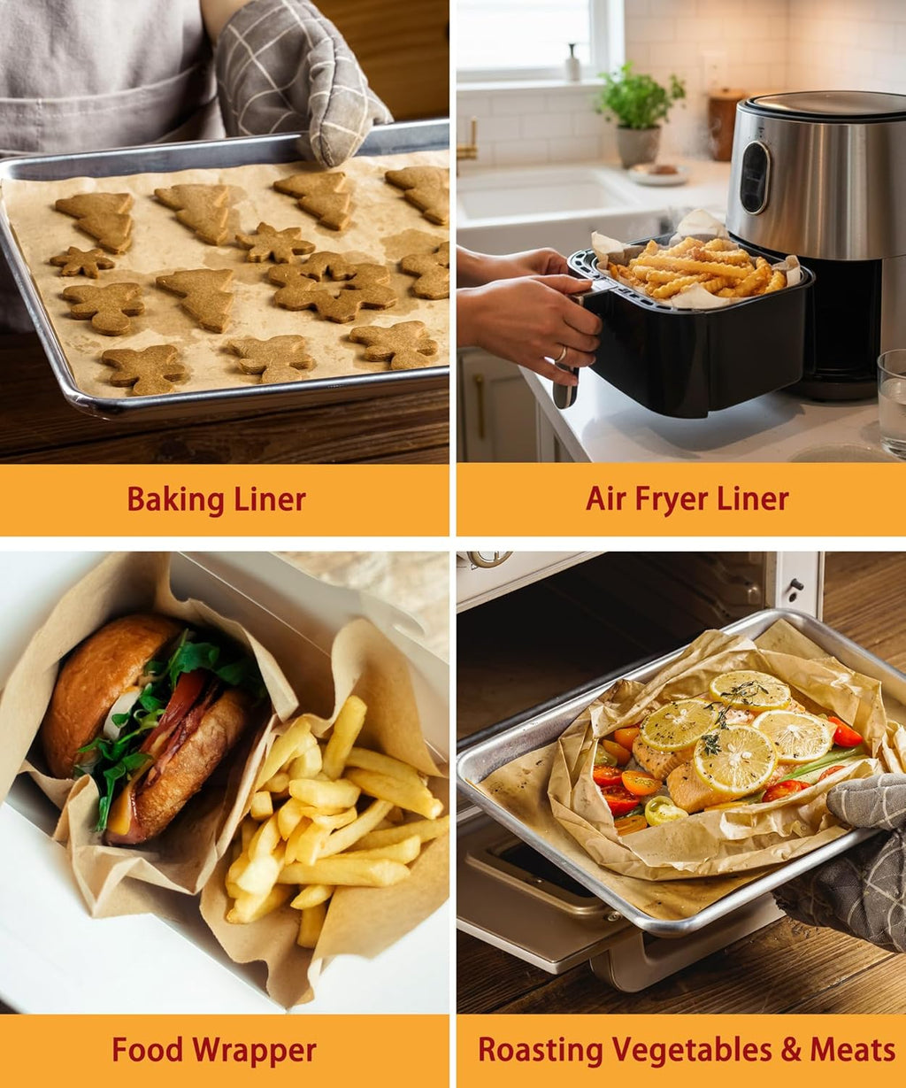 Unbleached Parchment Paper Baking Sheets by [Brand Name] - 200 Pcs Non-Stick Precut 12x16.5 Inches for Cookies, Bread & Air Frying
