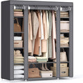 SONGMICS Portable Closet Wardrobe - Non-Woven Fabric Cover Clothes Organizer, 59 x 17.7 x 69 Inches, Gray