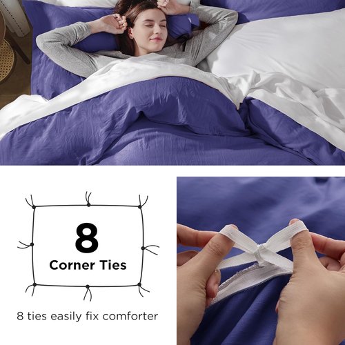 Bedsure Skipper Blue Duvet Cover Set - Extra Soft Cotton-Like Polyester, Full Size 80x90 Inches, 3 Pieces with Zipper Closure & 2 Pillow Shams