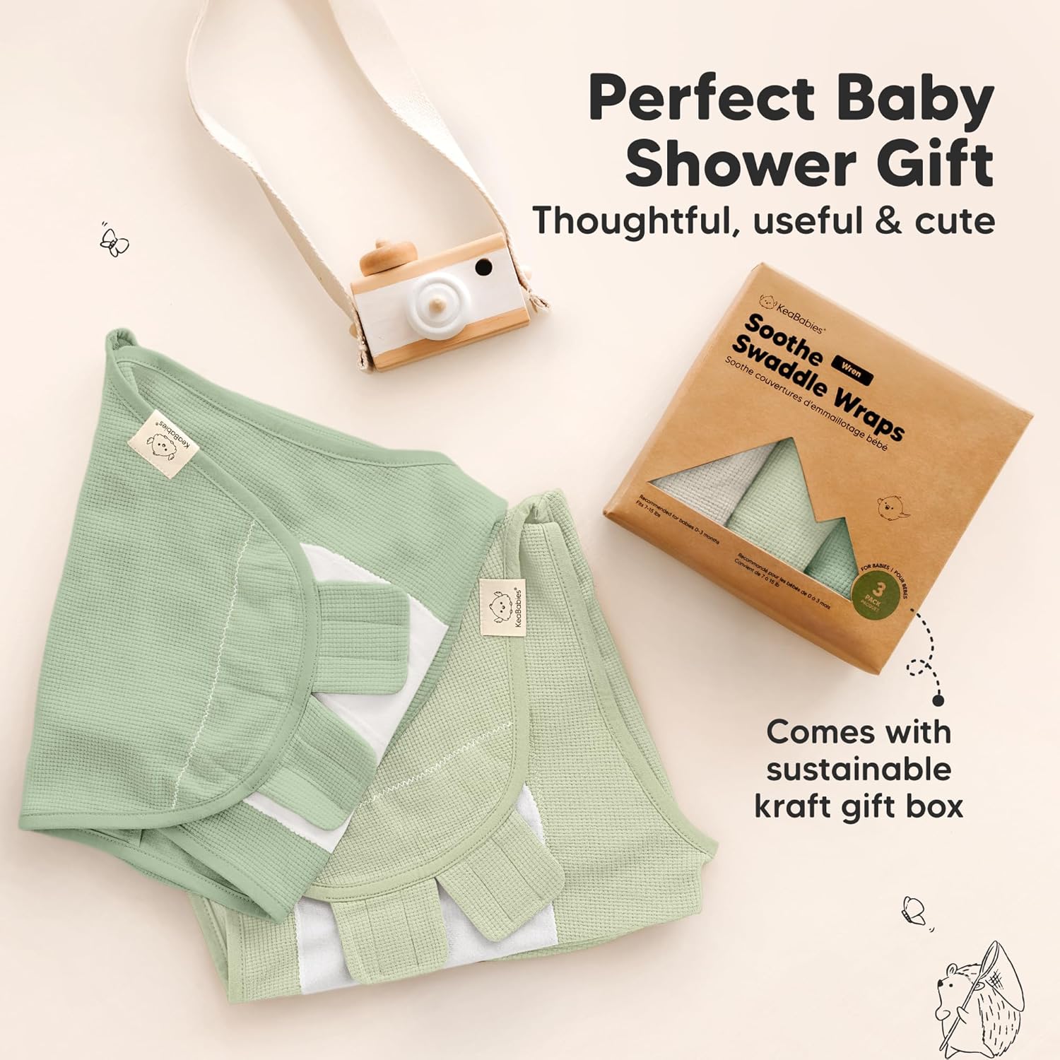 Willow 3-Pack Organic Swaddles - Soft & Snug Baby Sleep Sacks for Newborns 0-3 Months