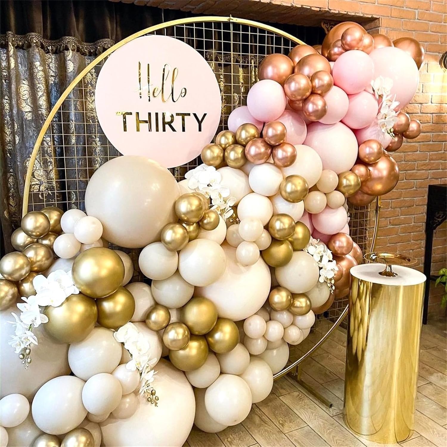 Skiennix Pink Beige Gold Balloon Garland Arch Kit - 109 Pieces Blush Pastel Balloons for Birthday & Wedding Decor