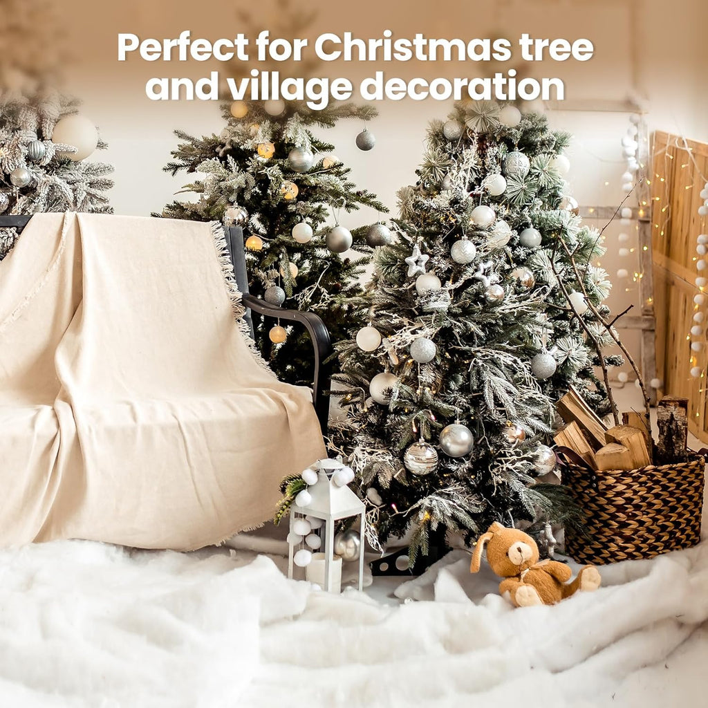 Vodiye Fluffy Snow Blanket - Lifelike Artificial Snow for Christmas Decor | Soft & Thick (2pcs)
