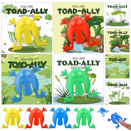 Wettarn 36 Pack Passover Frog Gifts Bulk Plastic Jumping Frog with Inspirational Card Opp Bag Passover Party Favors for Office Classroom Exchange Gifts Goodies Bag Fillers