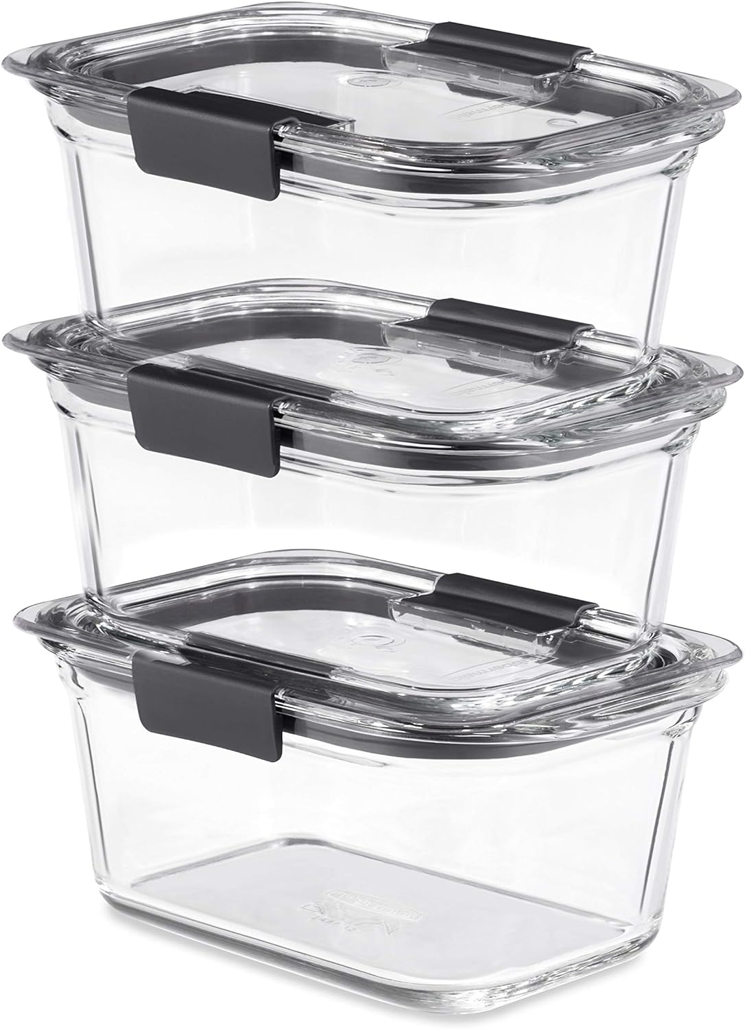 Rubbermaid Brilliance Glass Storage Containers - Set of 4 Medium Clear Food Containers with Lids