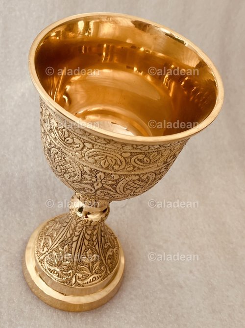 ALADEAN Vintage Chalice Goblet King Queen Set | Royal Brass Wine Cups - Renaissance Medieval Goblet Gifts