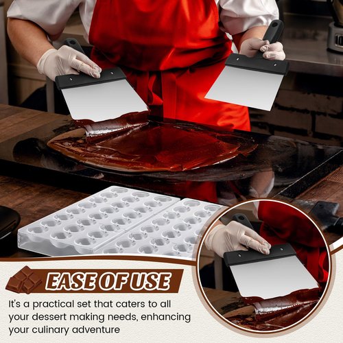 Baderke Polycarbonate Chocolate Molds with Chocolate Scraper Mould Bullet Clear Hard Plastic for Smoothing Cheese Cream Cake Scraper(Bullet)