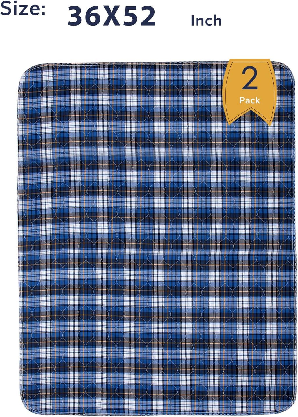 Skiennix Non-Slip Bed Pads - Waterproof & Washable Incontinence Solution | 36" x 52" | 2 Pack