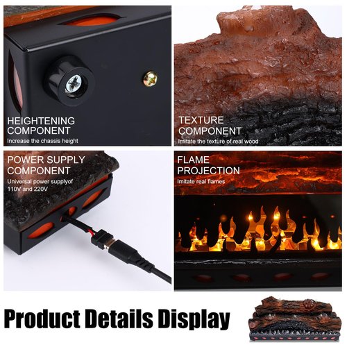 DAINIQUKANHAI Electric Fireplace Logs Realistic Flame Effect Candle LED Flame Light USB Powered Electric Fireplace Remote Control Fireplace Placement Home Decoration 12.4*5.91*7.87 In No Heat Function