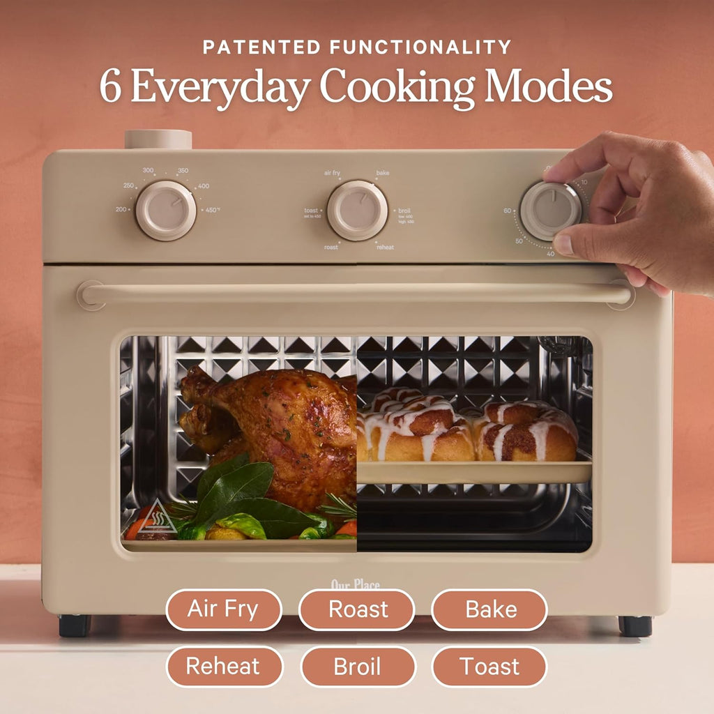 Our Place Large Wonder Oven - 6-in-1 Stainless Steel Air Fryer Toaster Oven Combo | 32 QT Capacity, Includes Basket, Rack & Tray