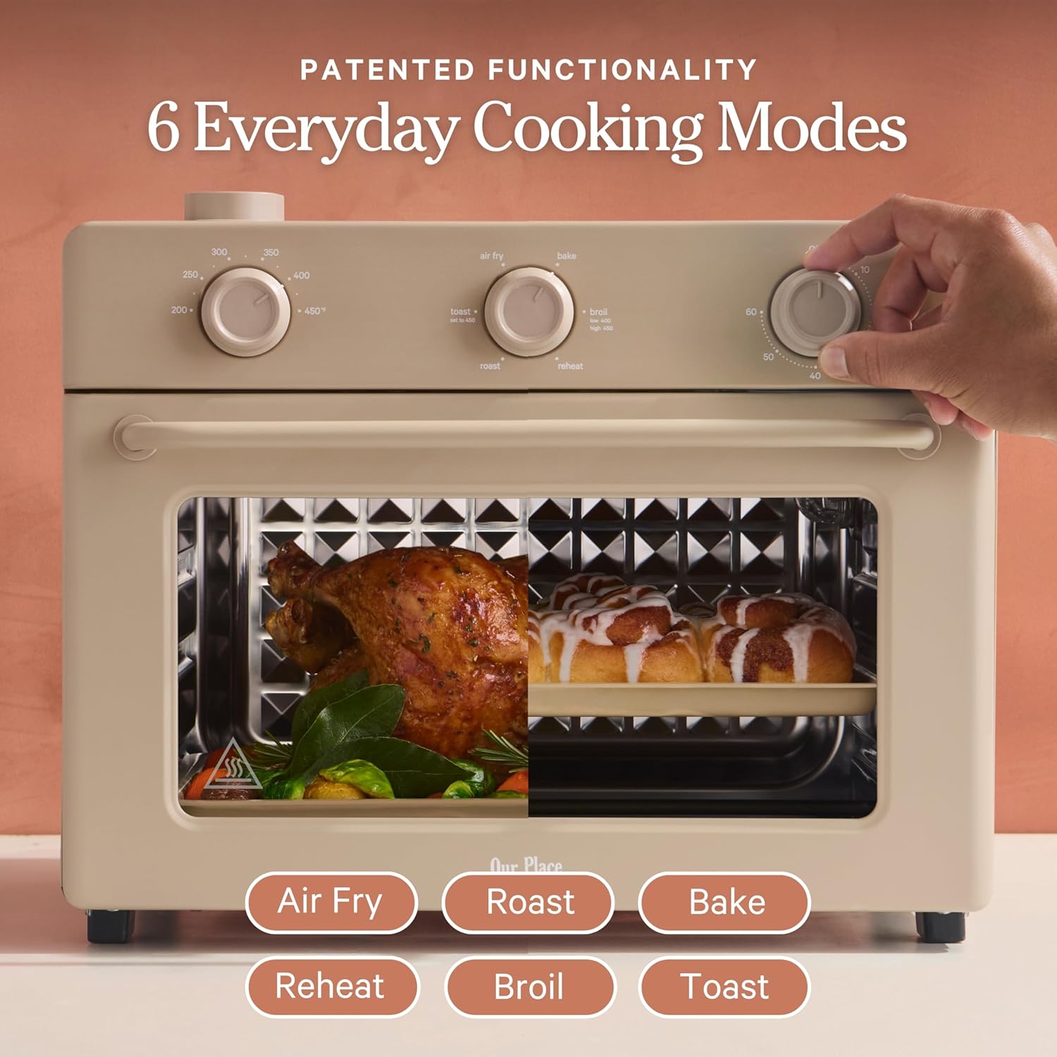 Our Place Large Wonder Oven - 6-in-1 Stainless Steel Air Fryer Toaster Oven Combo | 32 QT Capacity, Includes Basket, Rack & Tray