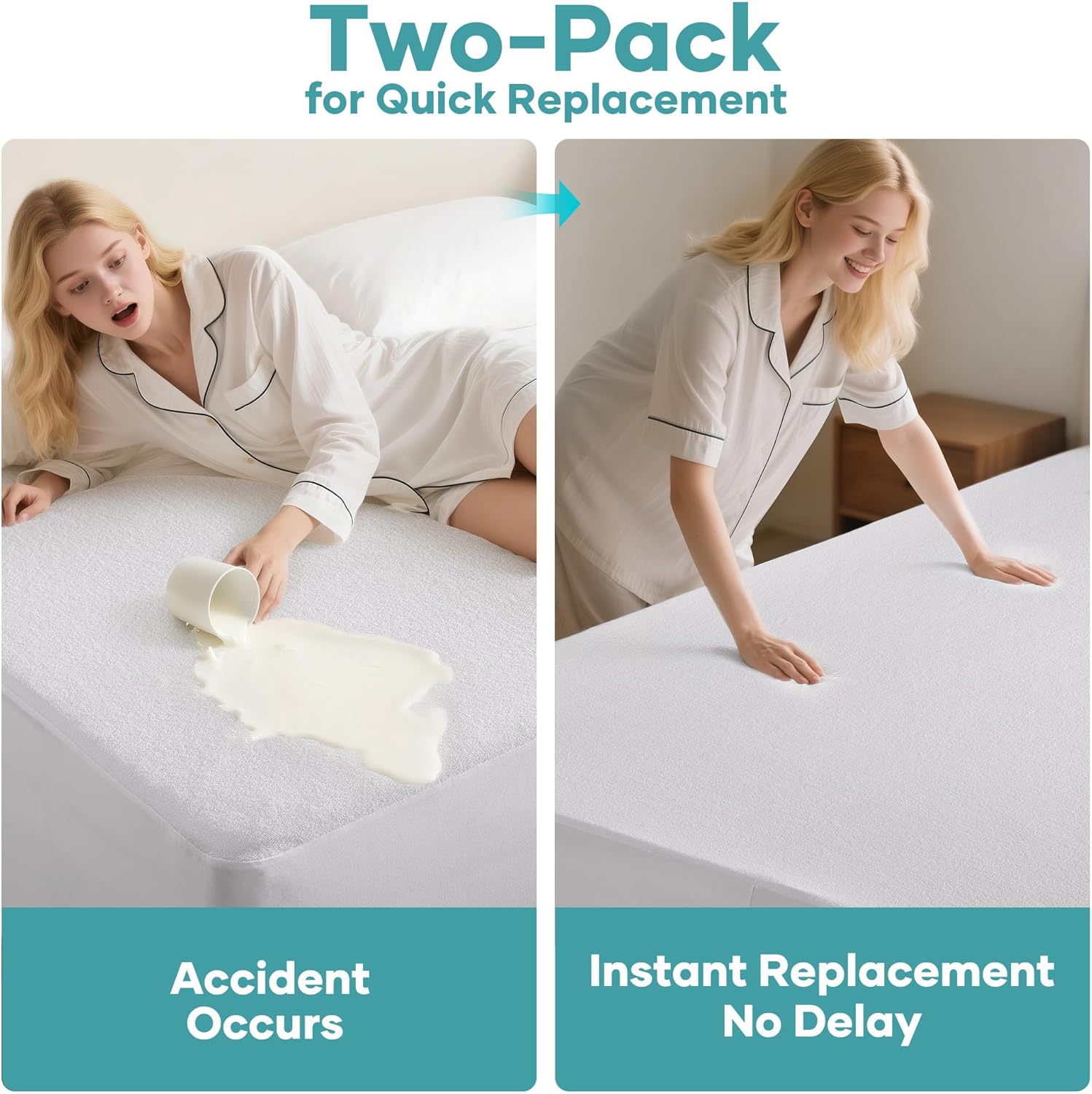 OhGeni Waterproof Mattress Protector - Twin Size Fitted Sheet, Deep Pocket, Hypoallergenic & Washable