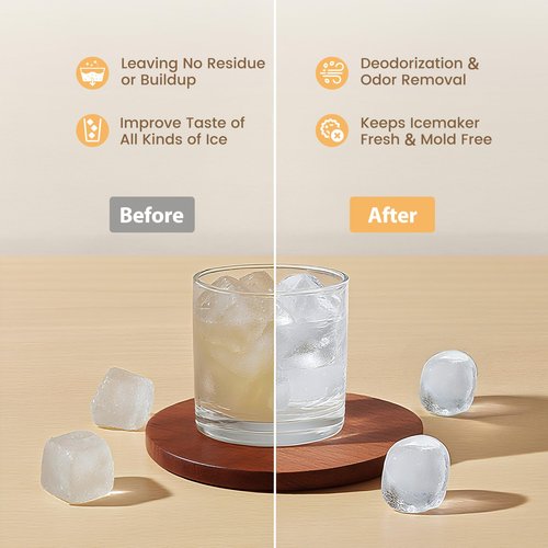 Liebnest Ice Maker Cleaner Tablets, Ice Machine Cleaner Descaler Compatible with Frigidaire, Opal, GE Profile, Kitchenaid, Remove Hard Wate & Odor-Free, 24 Pack
