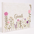 Linen Embroidered Photo Wedding Guest Book - Premium Hardcover Pink Polaroid Guestbook for Wedding Reception, Baby Shower, Bridal Shower, Funeral, Engagements -160 Pages for Notes 10.25" × 8.25"