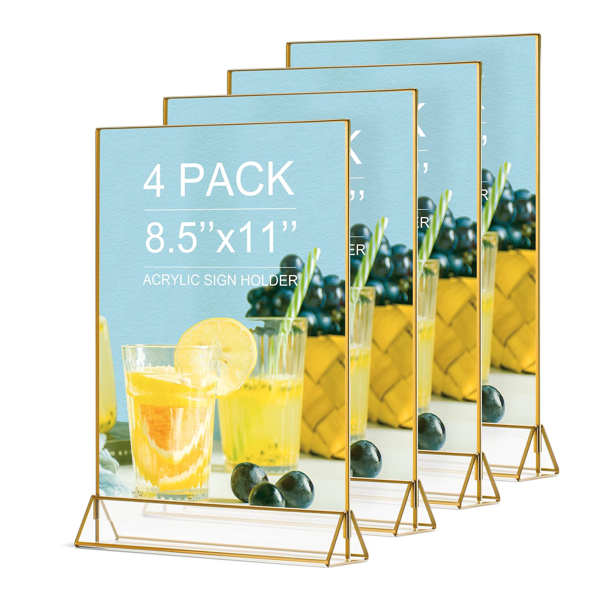 tuoletu VORIOB 4Pack 8.5x11 Gold Picture Frame Acrylic Sign Holder,Wedding Signs Table Numbers Menu Holders