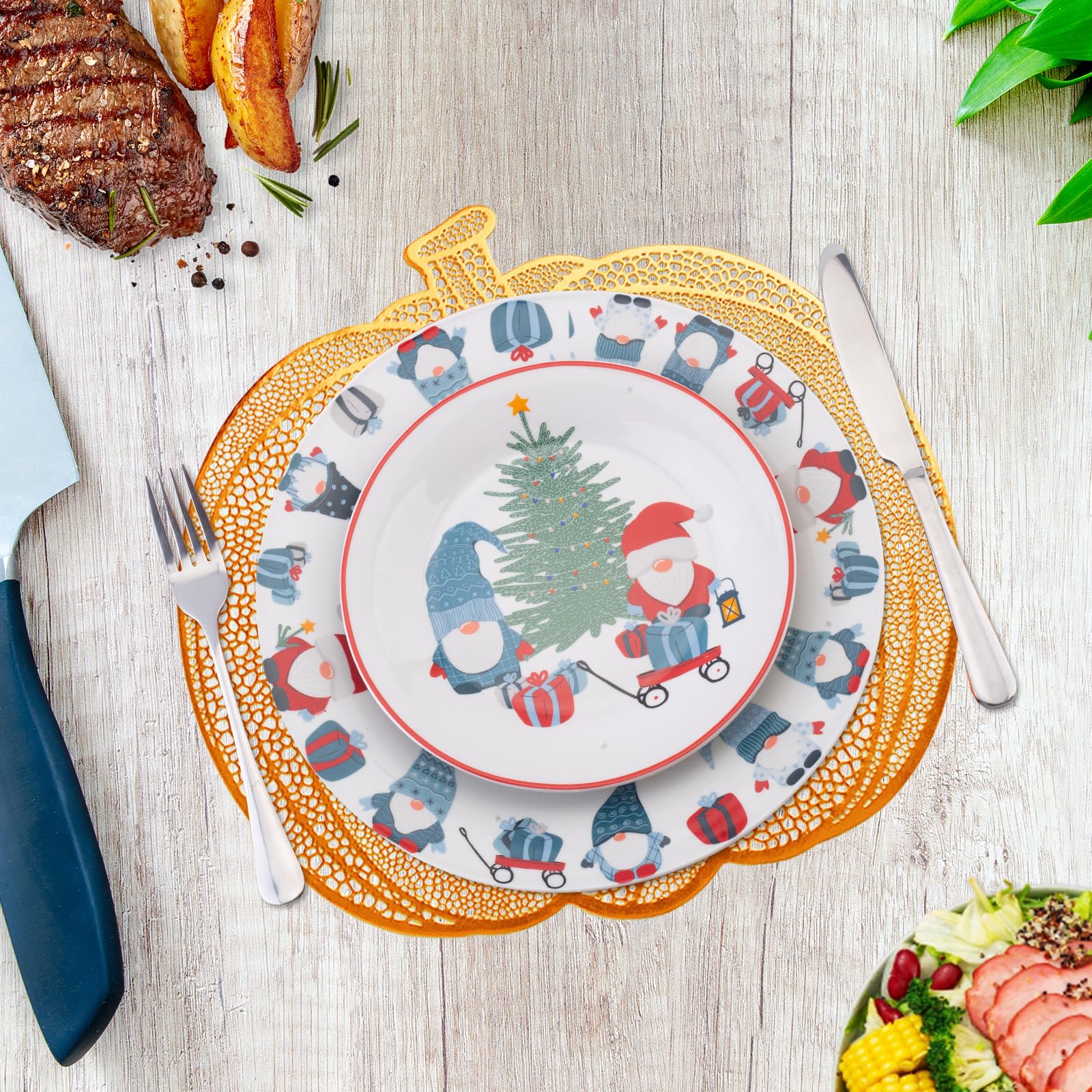 Pumpkin Placemats Set of 6,Orange Harvest Placemats Fall Thanksgiving Placemats Table Mats for Thanksgiving,Halloween and Party Table Decorations 15X15inch