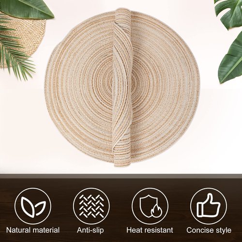 Buryeah 48 Pieces 13 Inch Christmas Round Placemats Circle Woven Place Mats Boho Decor Dining Table Mats Table Scape Hosting Friends for Wedding Birthday Dinner Parties (Beige)
