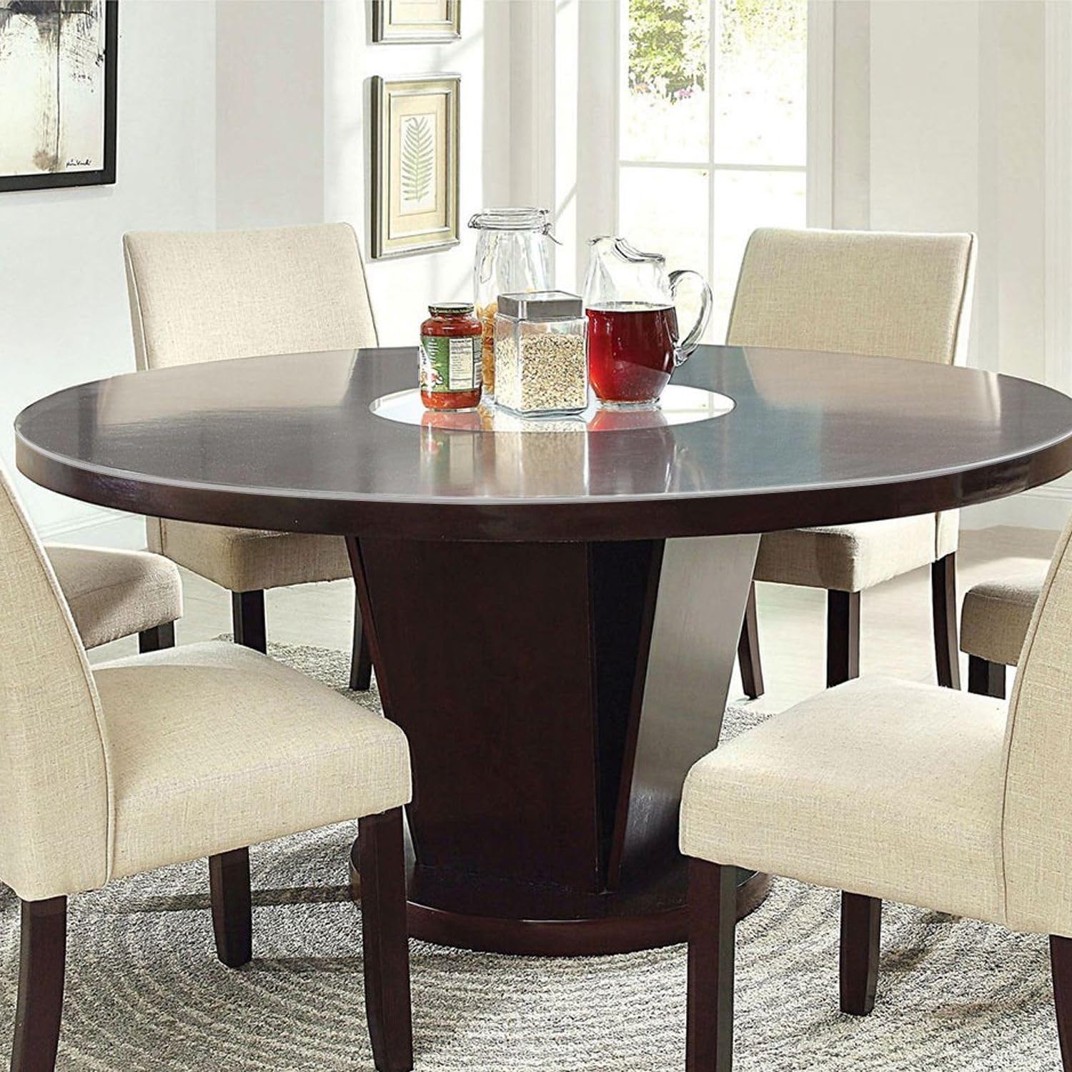 Whirltique Round Clear Table Protector, 70" Round, 1.5mm Thick, Clear Vinyl Table Cover, Scratch Resistant, Dining Room Table Cover