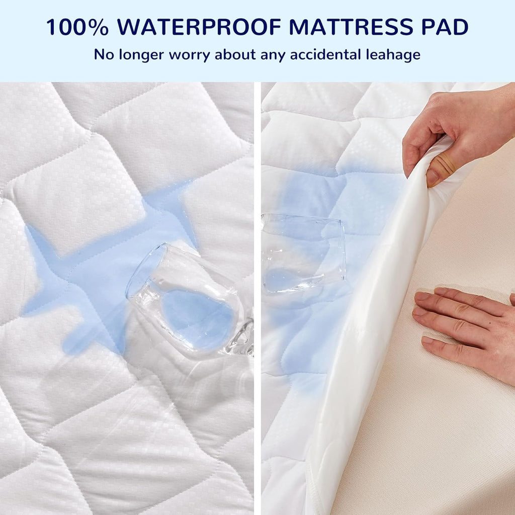 Sleep Zone Waterproof Crib Mattress Protector - Ultra Soft & Breathable | Machine Washable, 52''x28'', Pure White