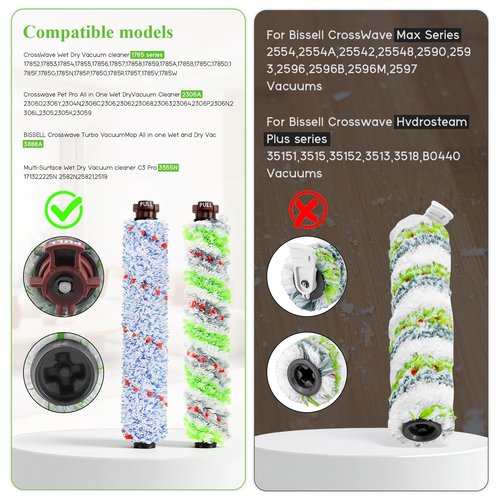 Replacement Parts for Bissell CrossWave Vacuum 1785A 2306A 1785R 1785 2306 2551 Brush Roll 1868 and Replacement Filters 1866, Compare to Part 1608683, 160-8683, 1608684 LUXRILIX