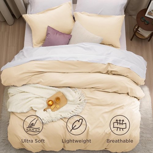 Bedsure Duvet Cover Set - Alabaster Gleam Full Size Bedding, Extra Soft 3-Piece Set with Zipper Closure, 80x90 Inches