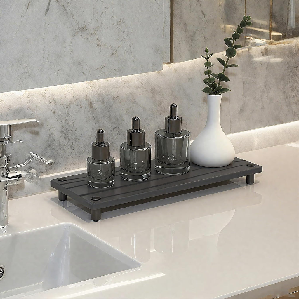 Skiennix Quick Dry Sink Caddy - Water Absorbing Stone Tray & Organizer for Kitchen or Bathroom