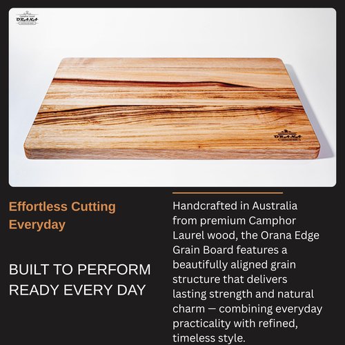 Orana Premium Camphor Laurel Wood Cutting Board, Made in Australia 20" x 12" (50x31cm) Handcrafted Edge Grain Chopping Board - Unique Natural Wood Grain