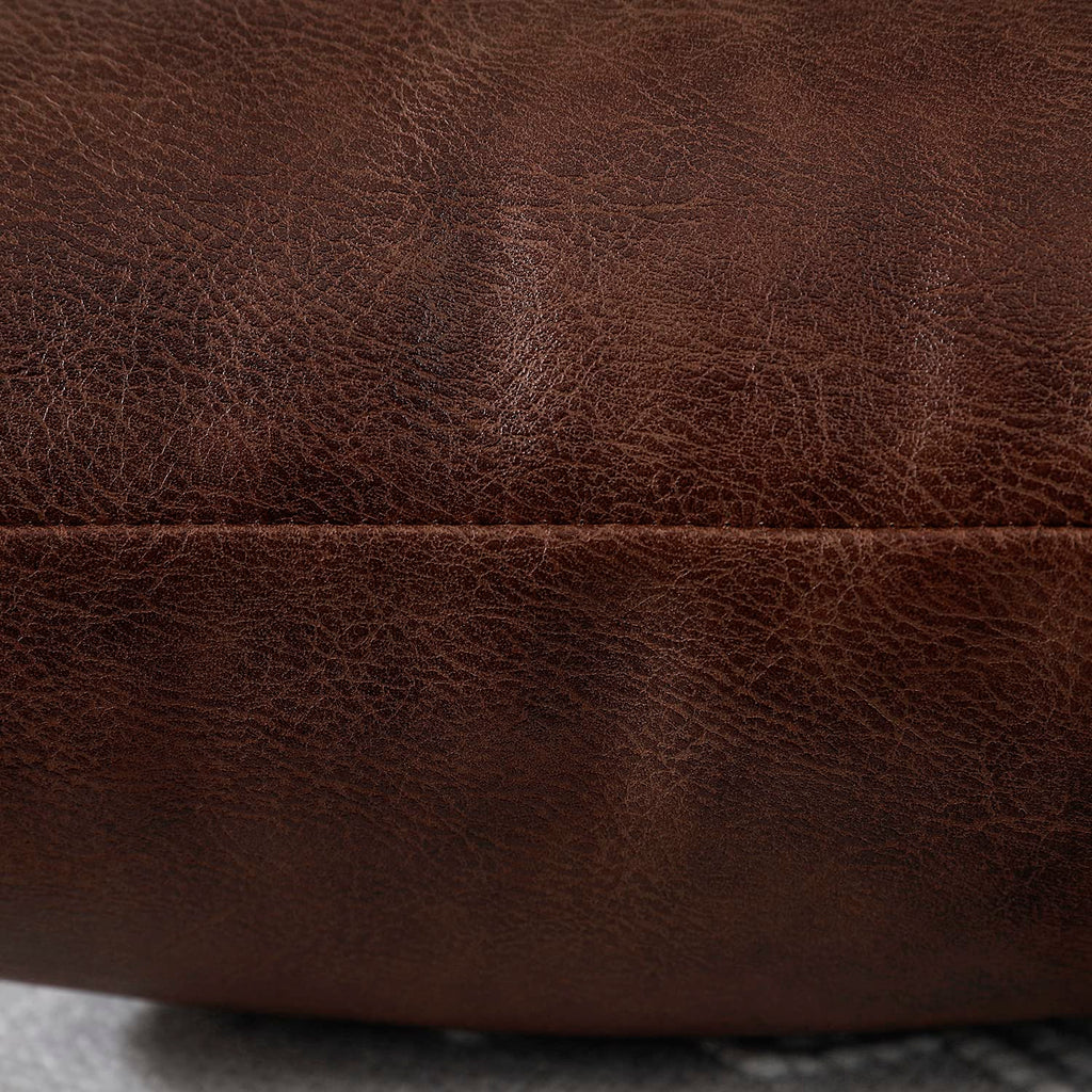 PANOD Decorative Lumbar Throw Pillow Covers 14 x 36,Premium Faux Leather Long Pillow Covers Cushion Case for Farmhouse Sofa Couch Bed Livingroom,Modern Boho,Vegan Dark Brown