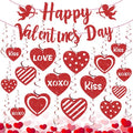 52Pcs Happy Valentines Day Decorations Valentine's Day Banner Glitter Valentine Hanging Swirls Ceiling Foil Decor Red Hearts Cutouts for Happy Valentine's Day Party Wedding Anniversary Theme Supplies