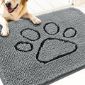 OLANLY Dog Door Mat - Absorbent Non-Slip Mud Mat for Paws | 34x21 Inches, Grey Chenille Design