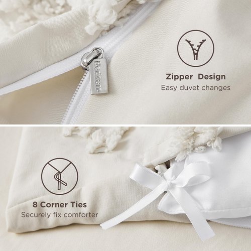 Bedsure Boho Duvet Cover King Size, Soft & Comfortable Elegant Design Boho Bedding for Decoration, Machine Washable Comforter Cover for All Seasons,Includes 1 Duvet Cover & 2 Pillow Shams,Beige
