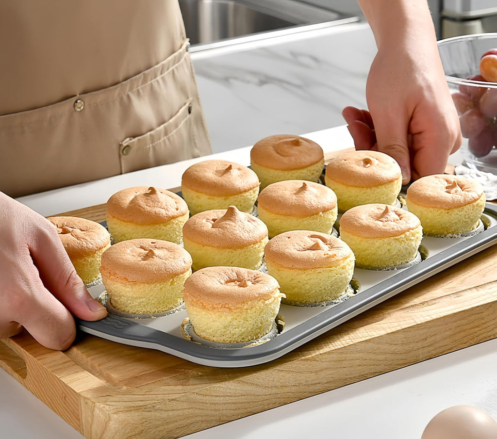 Skiennix Silicone Muffin Pan - Nonstick 6-Cup Baking Molds | BPA-Free, Easy to Clean, Pink